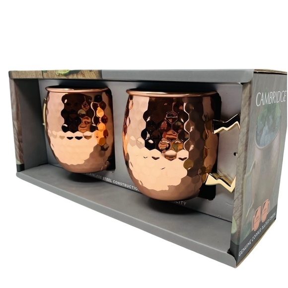 Cambridge Silversmiths 2 Pack of 20 Ounce Hammered Copper Moscow Mule Mugs - Picture 2 of 11